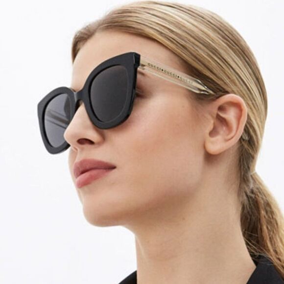 NEW Gucci Sunglasses GG0564SN 001 Cat Eye Crystal Gold Black Grey main image 4